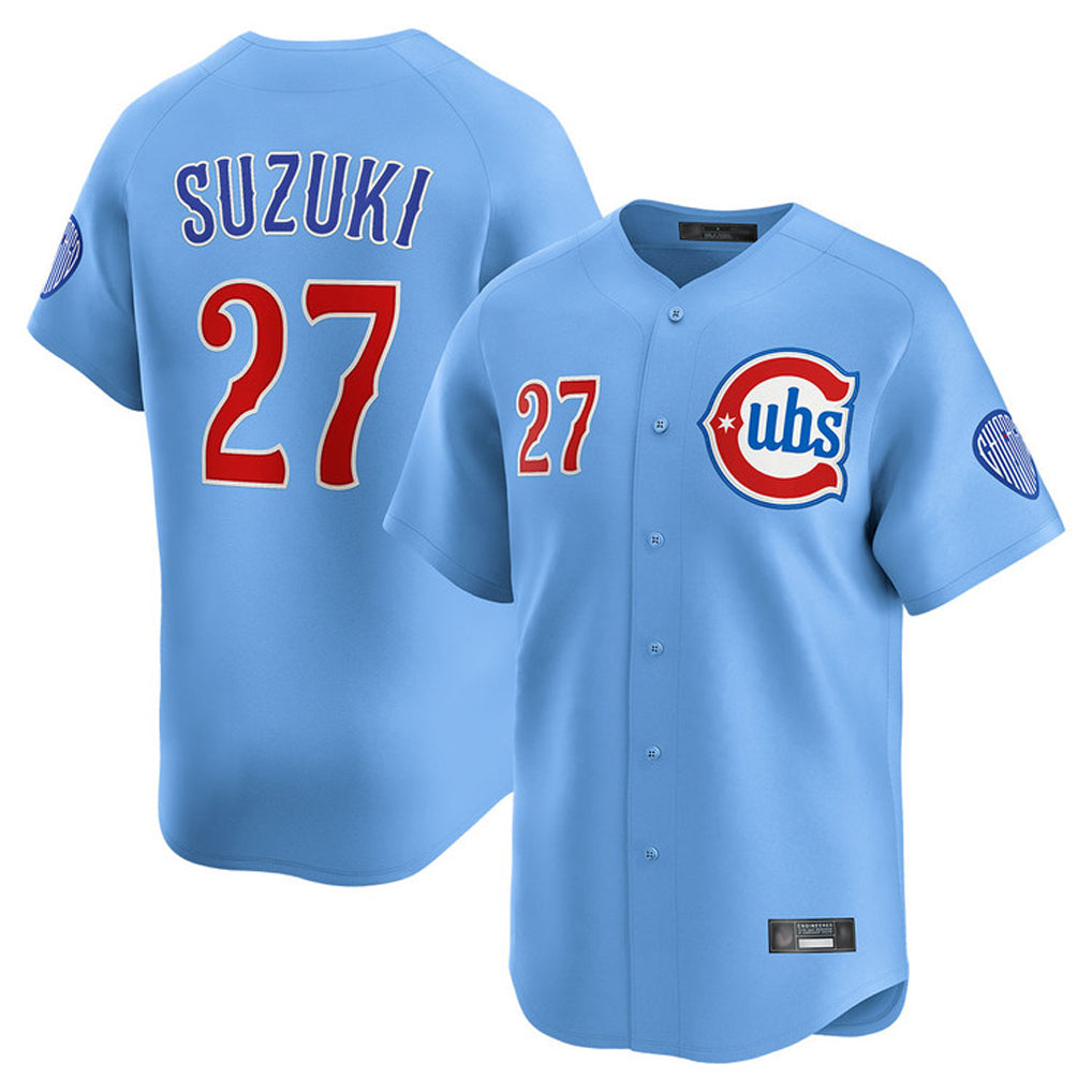 Crovyle C.Cubs #27 Seiya Suzuki Player Light Blue Limited Home Stitched Jerseys