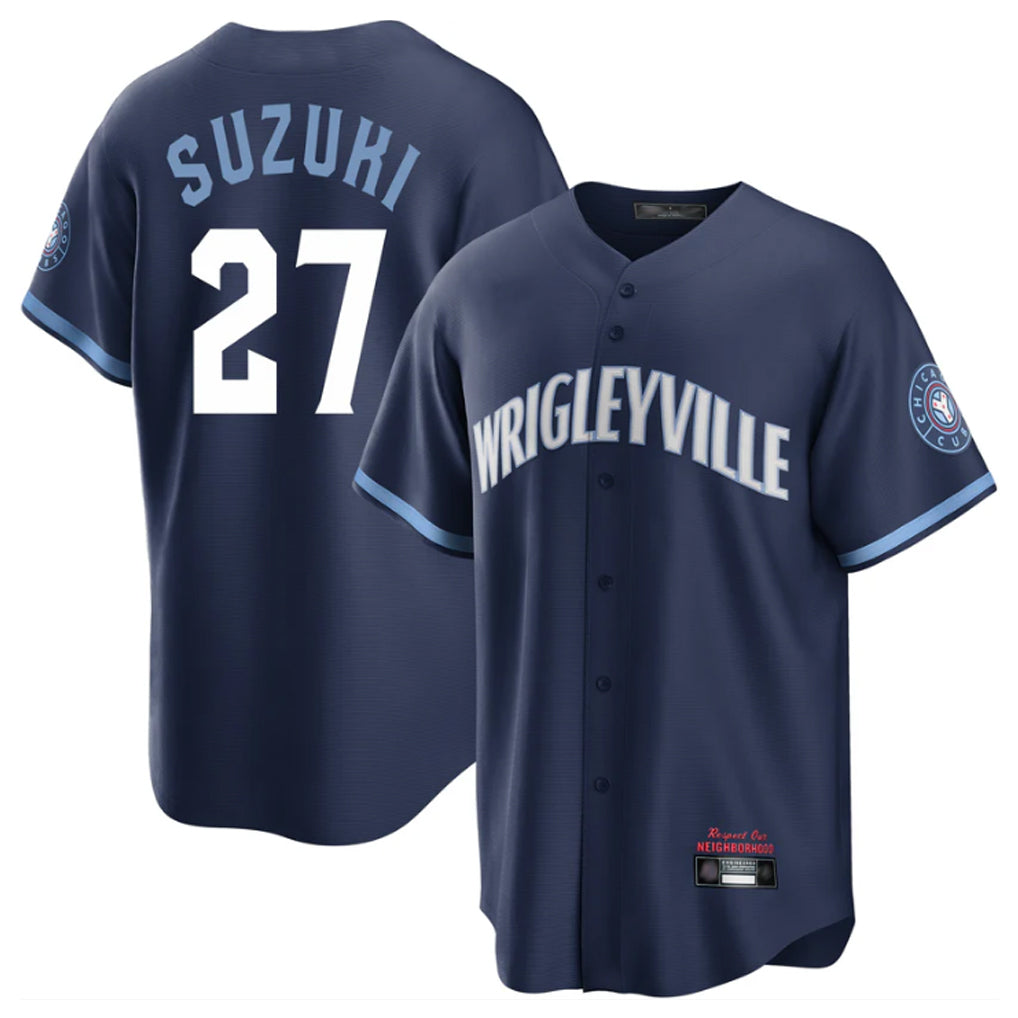 Crovyle C.Cubs #27 Seiya Suzuki Player Navy City Connect Home Game Stitched Jerseys