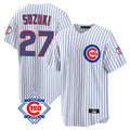 Crovyle C.Cubs #27 Seiya Suzuki Player White 150th Anniversary Home Game Stitched Jerseys