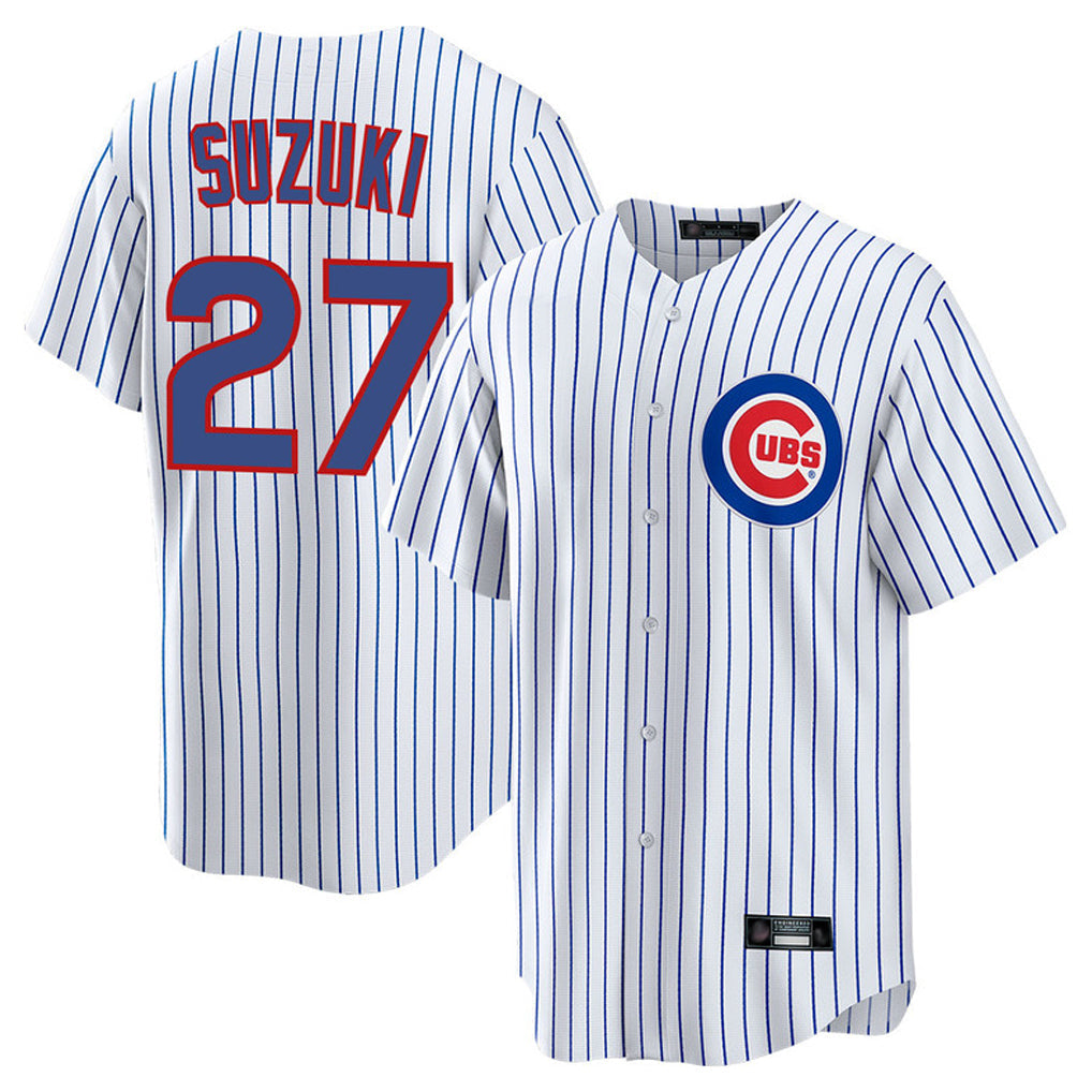 Crovyle C.Cubs #27 Seiya Suzuki Player White Game Home Stitched Jerseys