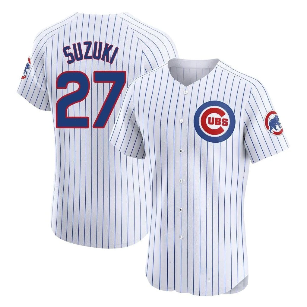 Crovyle C.Cubs #27 Seiya Suzuki Player White Limited Elite Home Game Stitched Jerseys