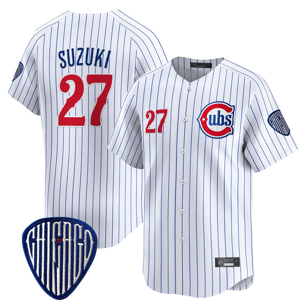 Crovyle C.Cubs #27 Seiya Suzuki Player White Pinstripe Vapor Premier Limited Home Stitched Jerseys