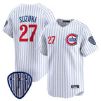 Crovyle C.Cubs #27 Seiya Suzuki Player White Pinstripe Vapor Premier Limited Home Stitched Jerseys