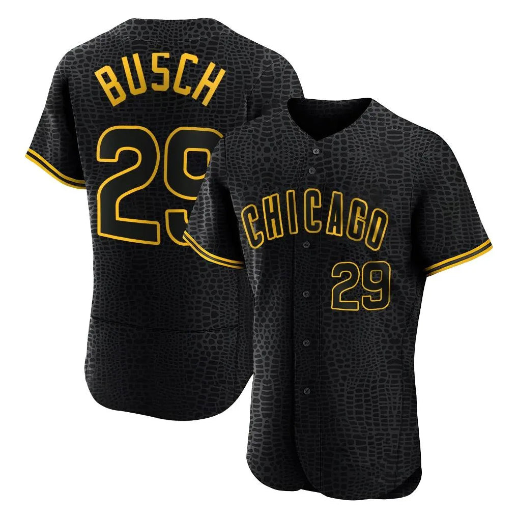 Crovyle C.Cubs #29 Michael Busch Player Black Snake Skin City Limited Elite Home Game Stitched Jerseys