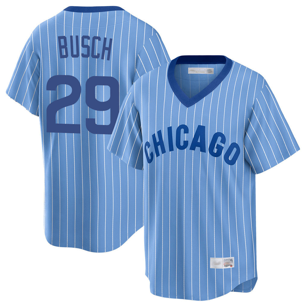 Crovyle C.Cubs #29 Michael Busch Player Blue T-shirt Cooperstown Collection Limited Stitched Jerseys