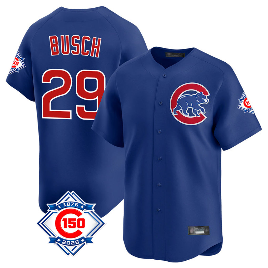 Crovyle C.Cubs #29 Michael Busch Player Royal 150th Anniversary Limited Home Stitched Jerseys