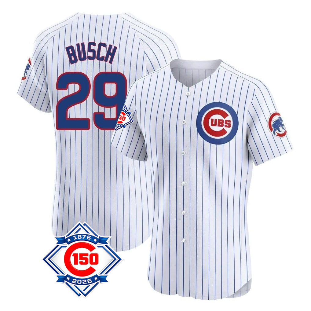 Crovyle C.Cubs #29 Michael Busch Player White 150th Anniversary Limited Elite Home Game Stitched Jerseys