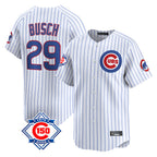 Crovyle C.Cubs #29 Michael Busch Player White 150th Anniversary Limited Home Game Stitched Jerseys