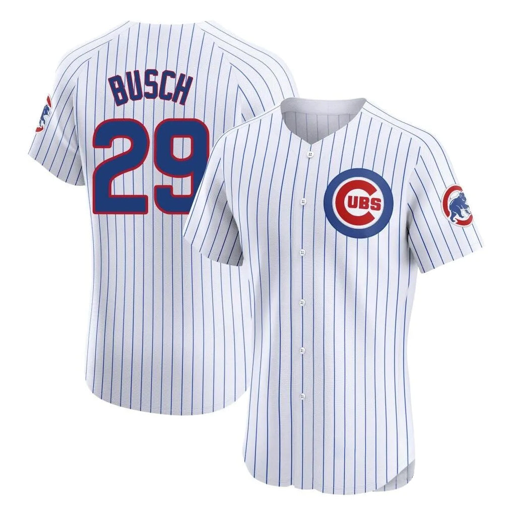 Crovyle C.Cubs #29 Michael Busch Player White Limited Elite Home Game Stitched Jerseys