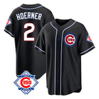 Crovyle C.Cubs #2 Nico Hoerner Player Black Fashion Out 150th Anniversary Game Stitched Jerseys