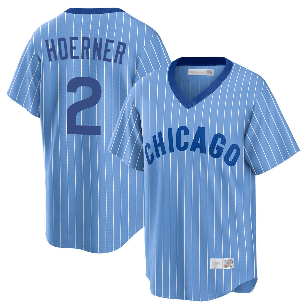 Crovyle C.Cubs #2 Nico Hoerner Player Blue T-shirt Cooperstown Collection Limited Stitched Jerseys