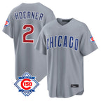 Crovyle C.Cubs #2 Nico Hoerner Player Gray 150th Anniversary Home Game Stitched Jerseys