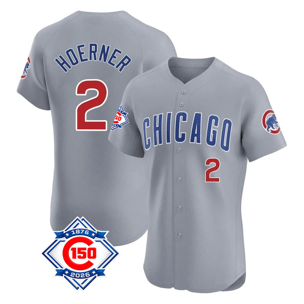 Crovyle C.Cubs #2 Nico Hoerner Player Gray Road 150th Anniversary Limited Elite Home Stitched Jerseys