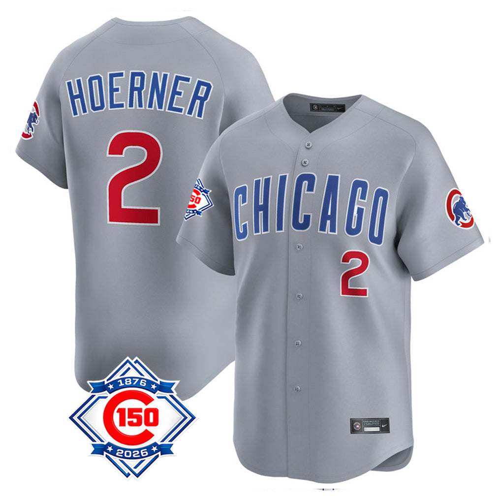 Crovyle C.Cubs #2 Nico Hoerner Player Gray Road 150th Anniversary Limited Home Stitched Jerseys