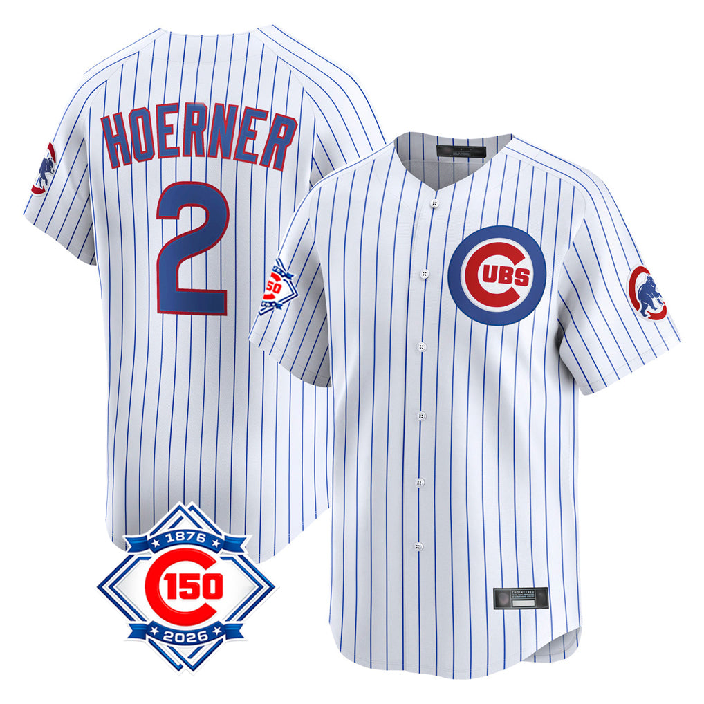 Crovyle C.Cubs #2 Nico Hoerner Player White 150th Anniversary Limited Home Game Stitched Jerseys