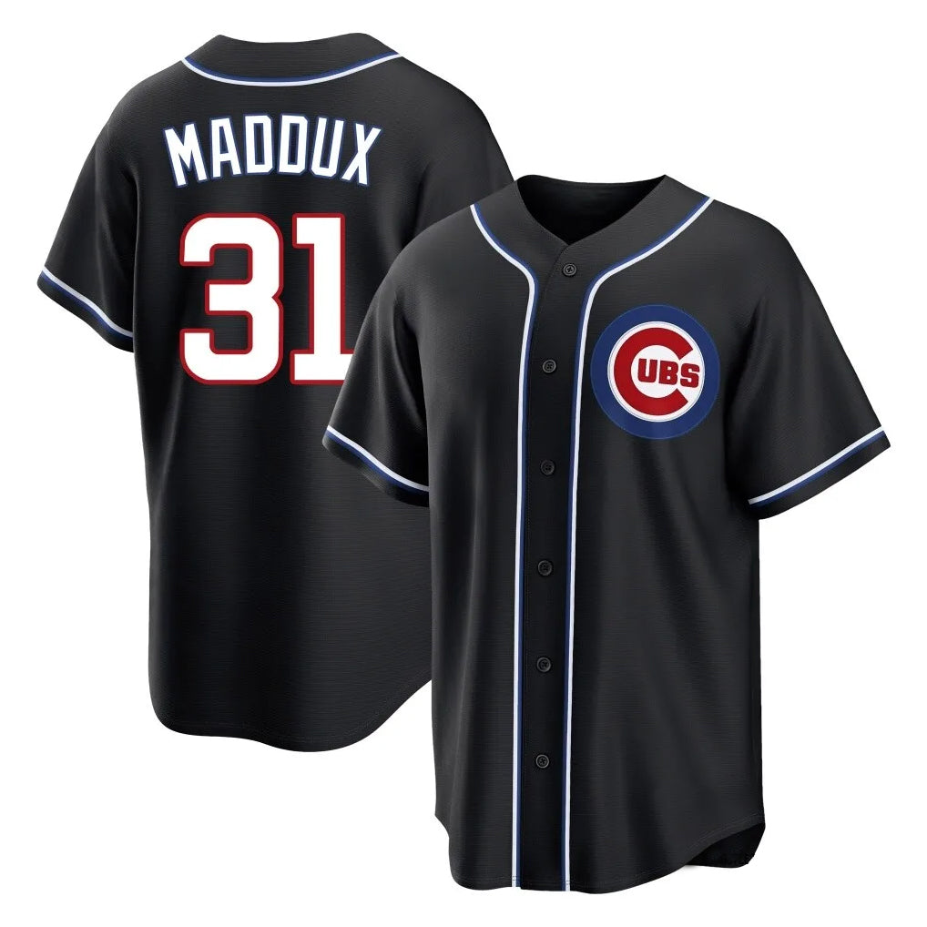 Crovyle C.Cubs #31 Greg Maddux Player Black Fashion Out Game Stitched Jerseys