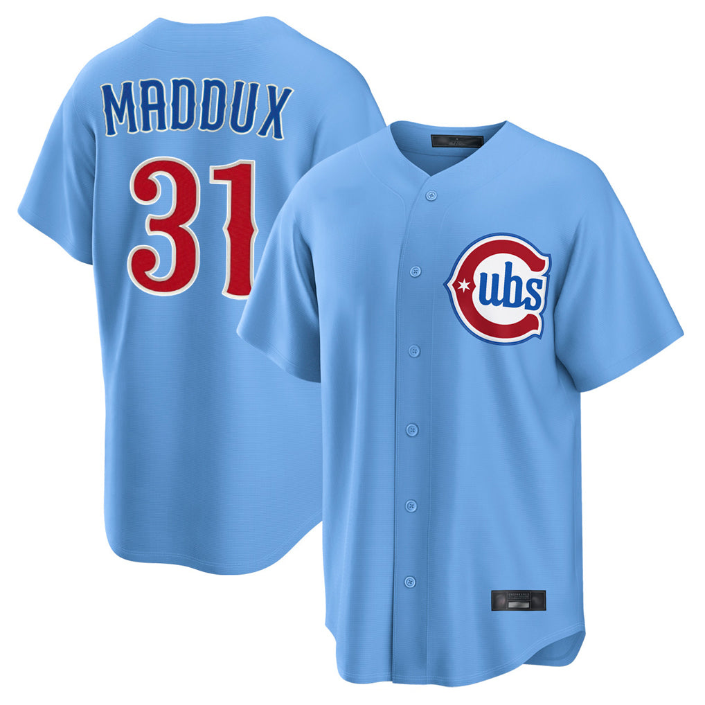 Crovyle C.Cubs #31 Greg Maddux Player Light Blue Home Game Stitched Jerseys