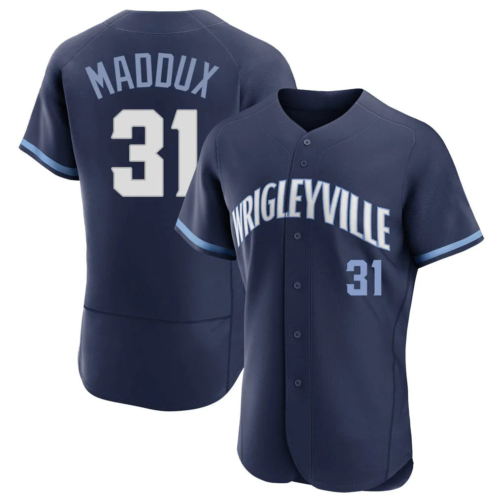 Crovyle C.Cubs #31 Greg Maddux Player Navy City Connect Limited Elite Home Stitched Jerseys