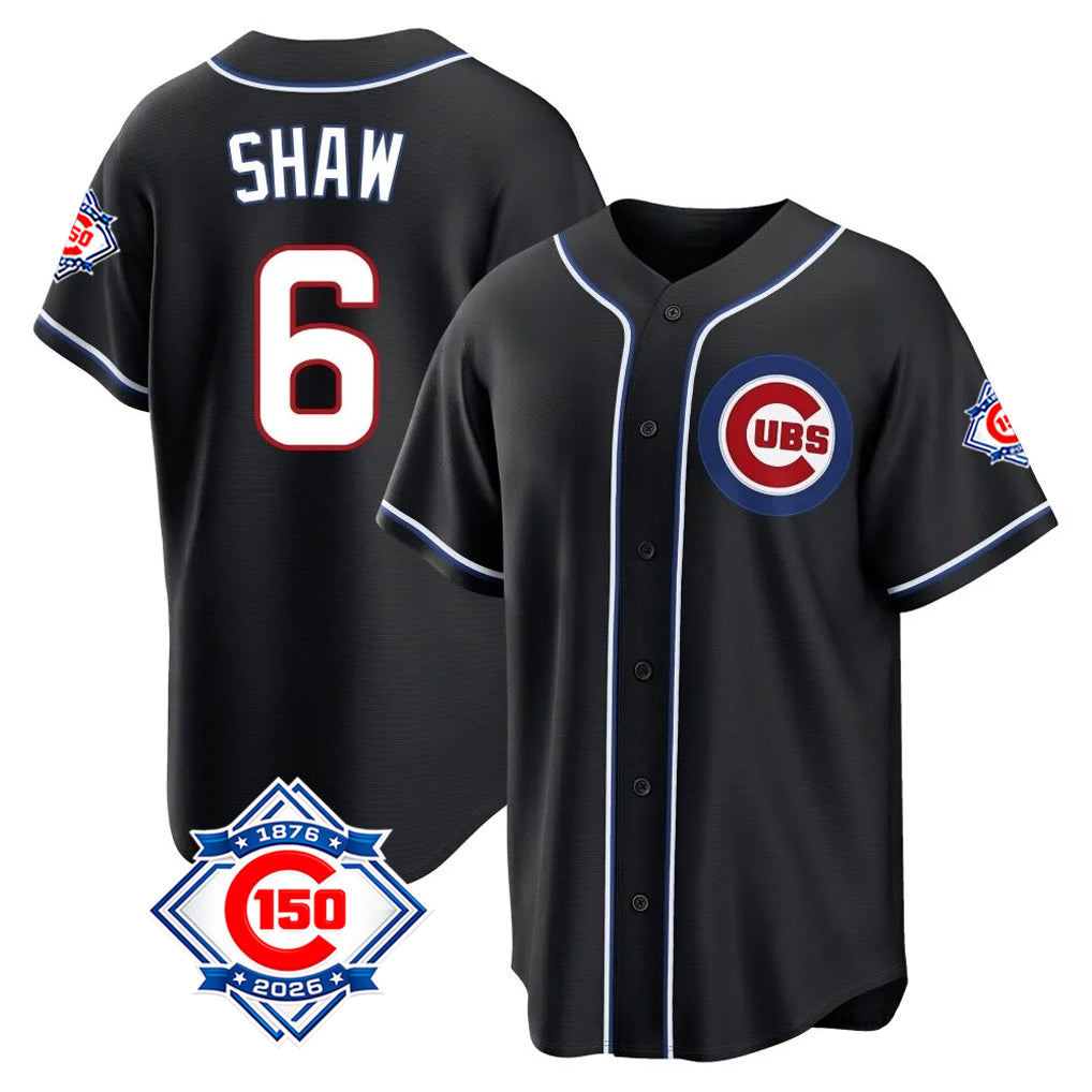 Crovyle C.Cubs #6 Matt Shaw Player Black Fashion Out 150th Anniversary Game Stitched Jerseys