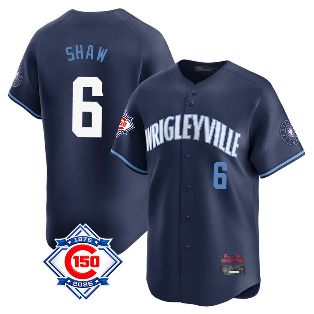 Crovyle C.Cubs #6 Matt Shaw Player Navy City Connect 150th Anniversary Limited Home Stitched Jerseys