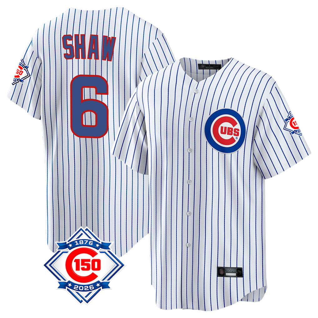 Crovyle C.Cubs #6 Matt Shaw Player White 150th Anniversary Home Game Stitched Jerseys
