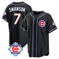 Crovyle C.Cubs #7 Dansby Swanson Player Black Fashion Out 150th Anniversary Game Stitched Jerseys