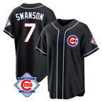 Crovyle C.Cubs #7 Dansby Swanson Player Black Fashion Out 150th Anniversary Game Stitched Jerseys