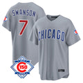 Crovyle C.Cubs #7 Dansby Swanson Player Gray 150th Anniversary Home Game Stitched Jerseys