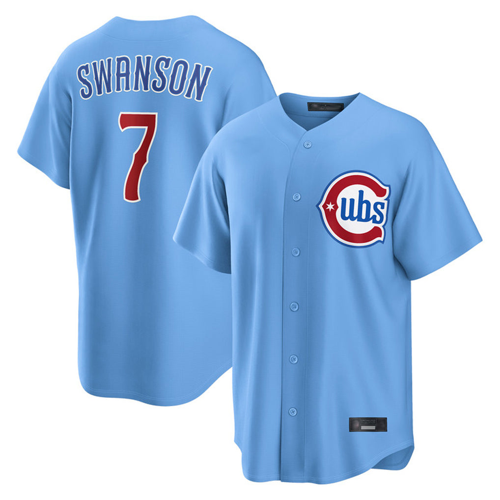 Crovyle C.Cubs #7 Dansby Swanson Player Light Blue Home Game Stitched Jerseys