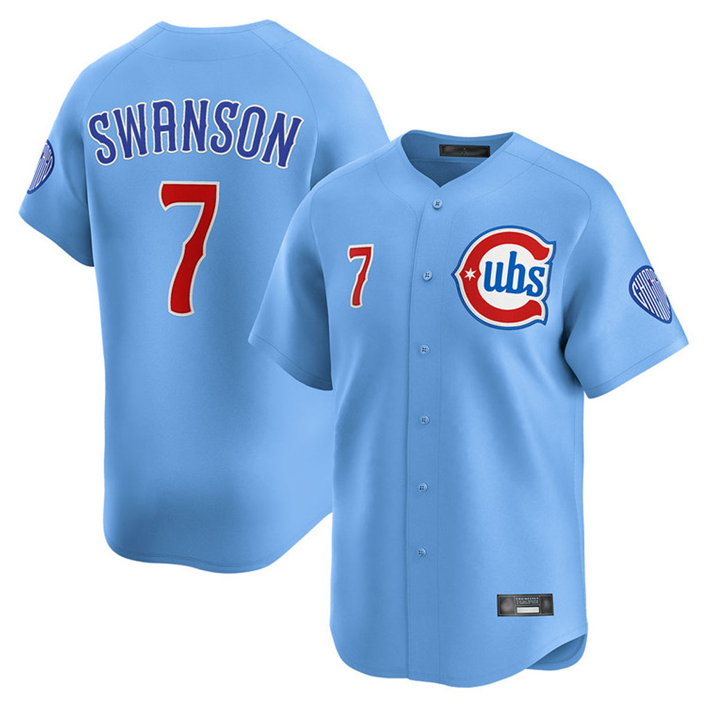 Crovyle C.Cubs #7 Dansby Swanson Player Light Blue Limited Home Stitched Jerseys
