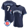 Crovyle C.Cubs #7 Dansby Swanson Player Navy City Connect 150th Anniversary Limited Elite Home Stitched Jerseys