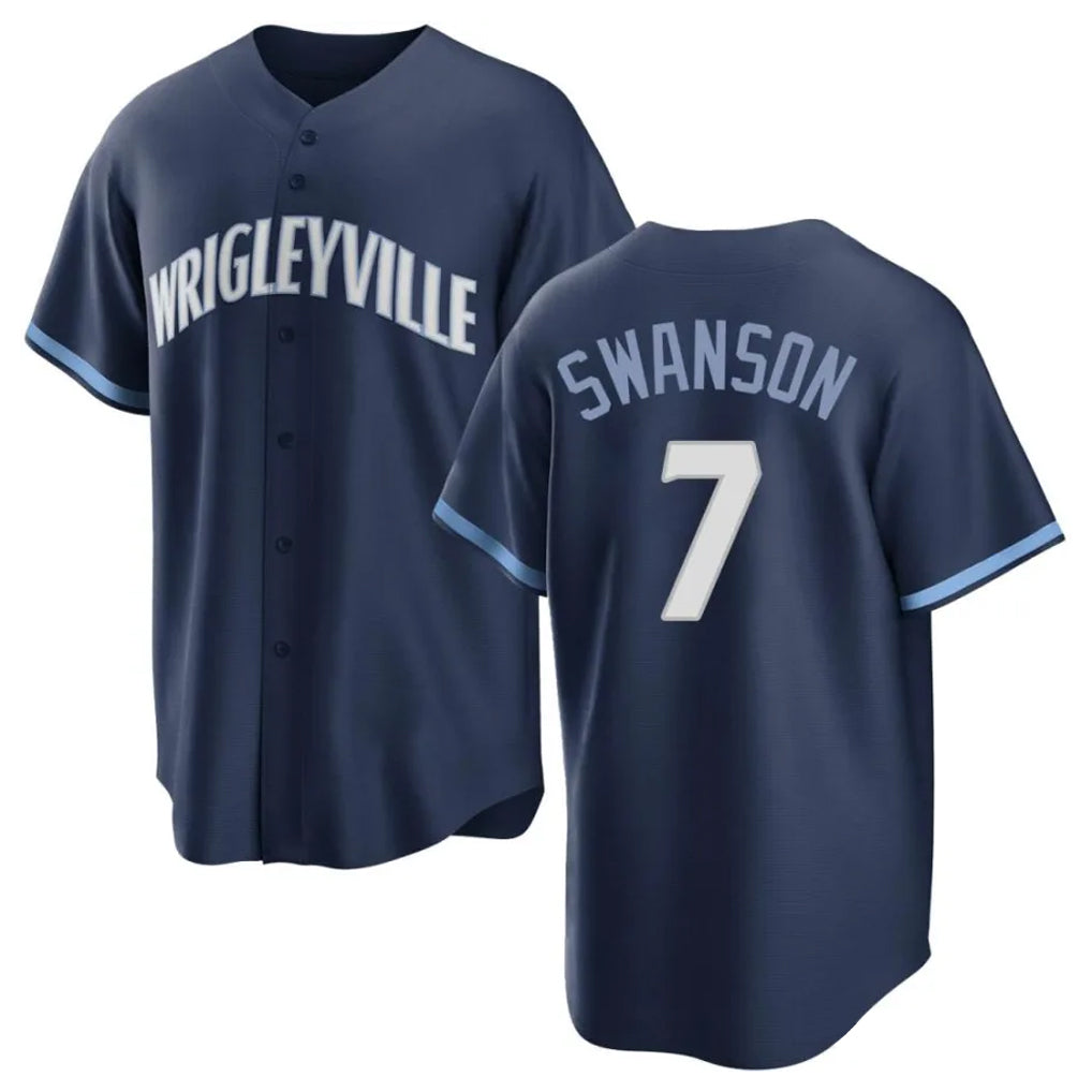 Crovyle C.Cubs #7 Dansby Swanson Player Navy City Connect Home Game Stitched Jerseys