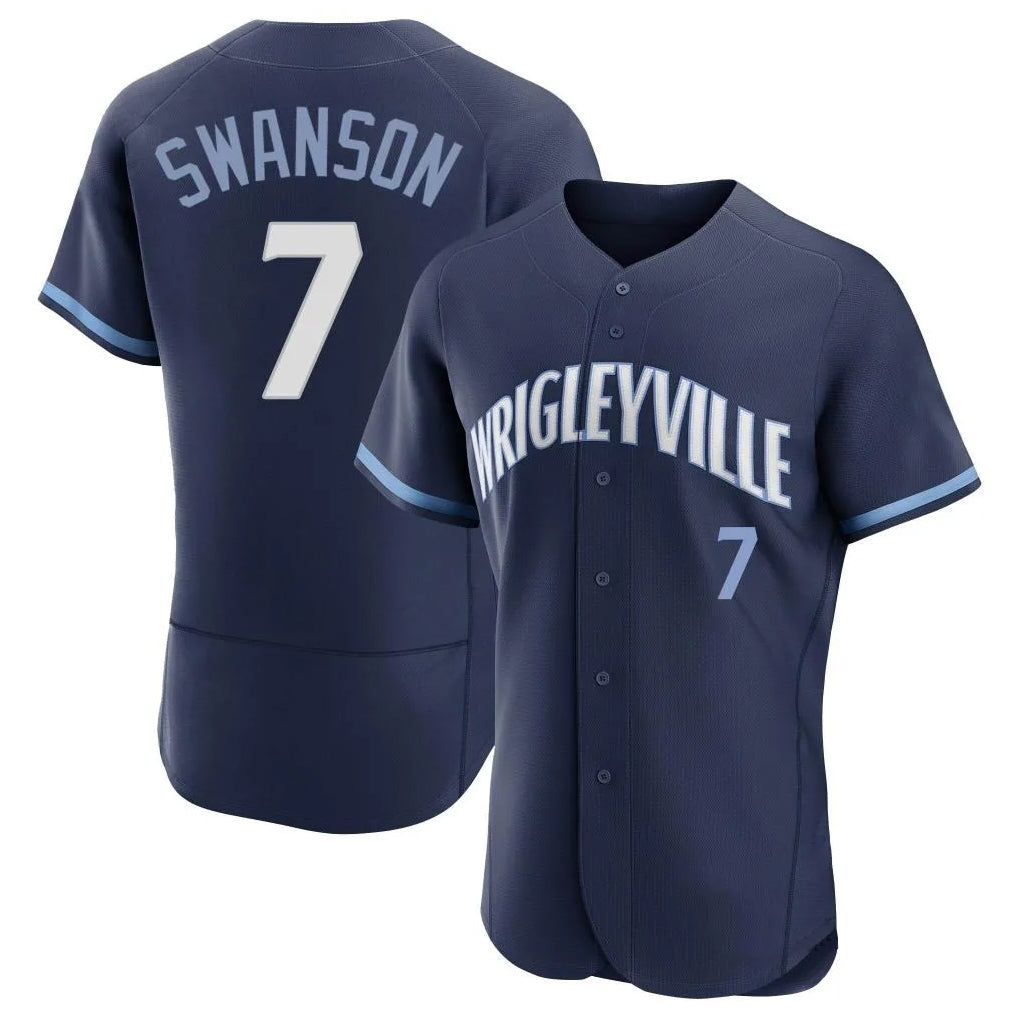 Crovyle C.Cubs #7 Dansby Swanson Player Navy City Connect Limited Elite Home Stitched Jerseys