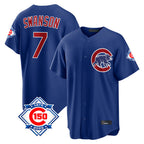 Crovyle C.Cubs #7 Dansby Swanson Player Royal 150th Anniversary Home Game Stitched Jerseys