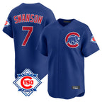 Crovyle C.Cubs #7 Dansby Swanson Player Royal 150th Anniversary Limited Home Stitched Jerseys