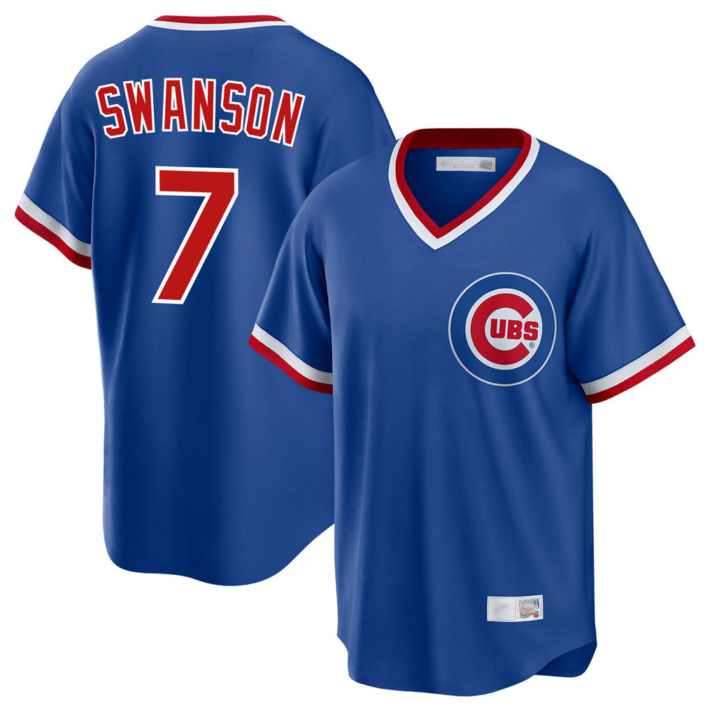 Crovyle C.Cubs #7 Dansby Swanson Player Royal T-shirt Cooperstown Collection Limited Stitched Jerseys