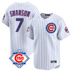 Crovyle C.Cubs #7 Dansby Swanson Player White 150th Anniversary Limited Home Game Stitched Jerseys