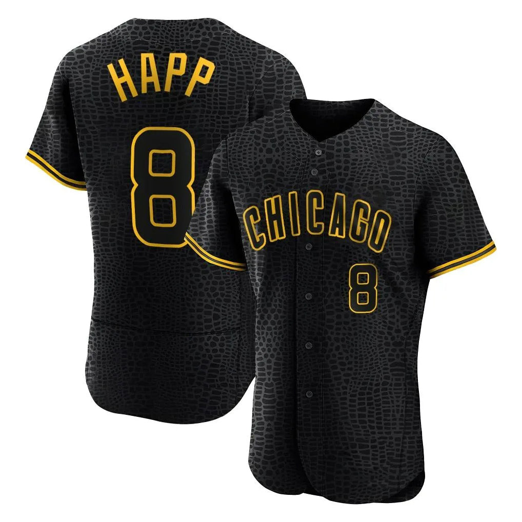 Crovyle C.Cubs #8 Ian Happ Player Black Snake Skin City Limited Elite Home Game Stitched Jerseys