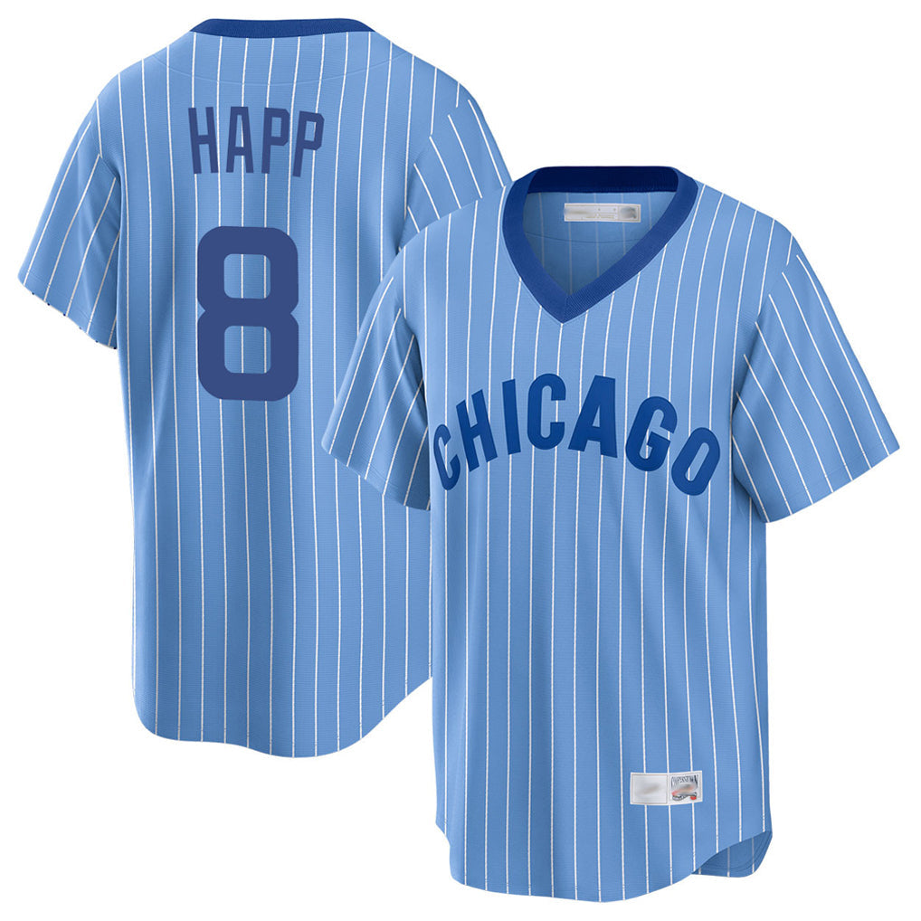 Crovyle C.Cubs #8 Ian Happ Player Blue T-shirt Cooperstown Collection Limited Stitched Jerseys