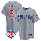 Crovyle C.Cubs #8 Ian Happ Player Gray Home Game Stitched Jerseys