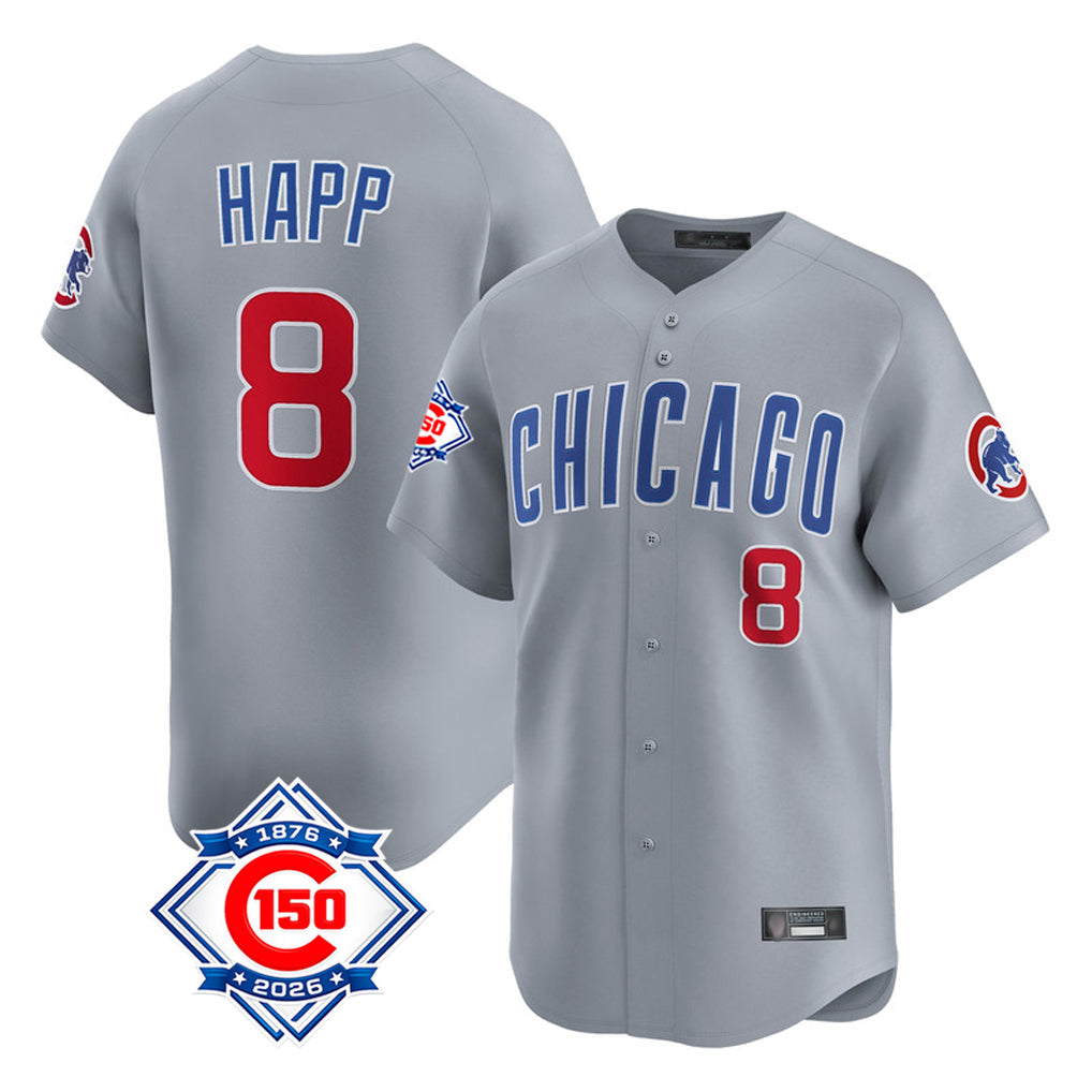 Crovyle C.Cubs #8 Ian Happ Player Gray Road 150th Anniversary Limited Home Stitched Jerseys