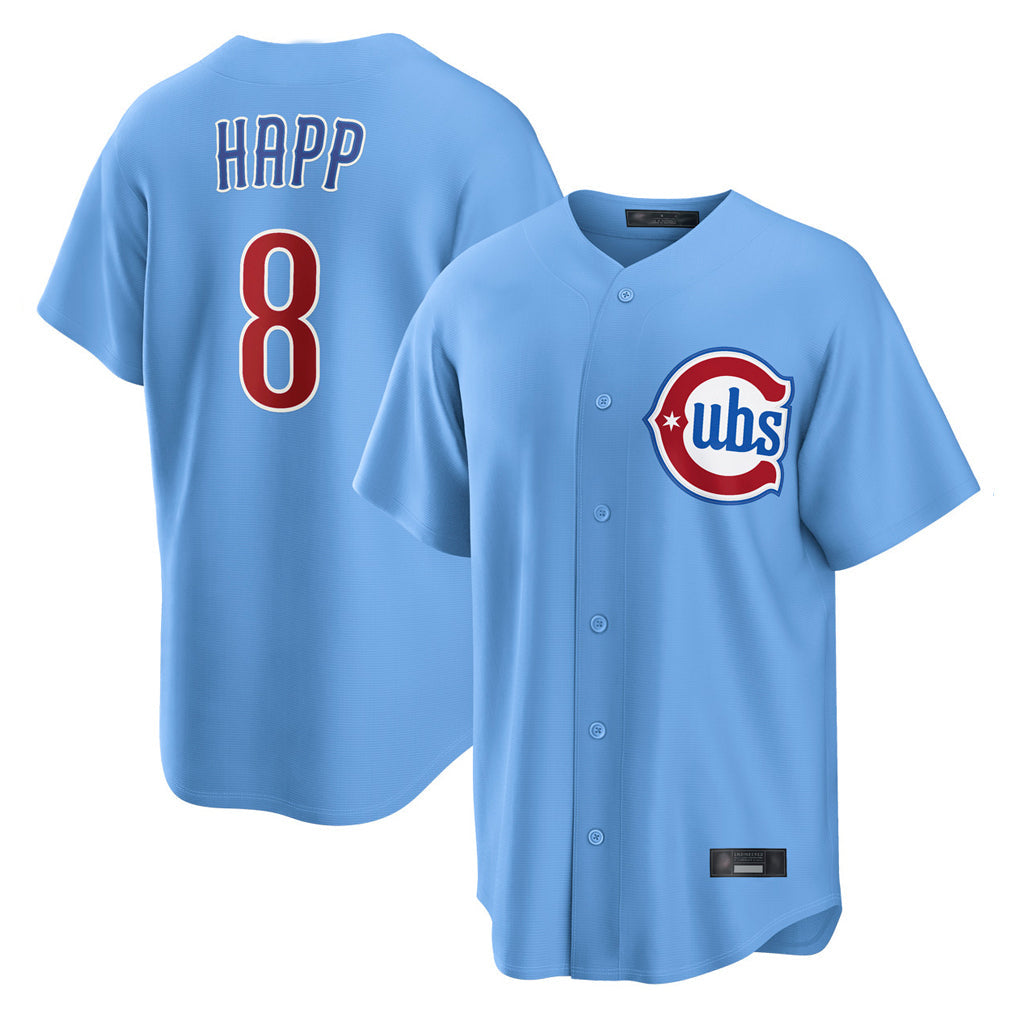 Crovyle C.Cubs #8 Ian Happ Player Light Blue Home Game Stitched Jerseys