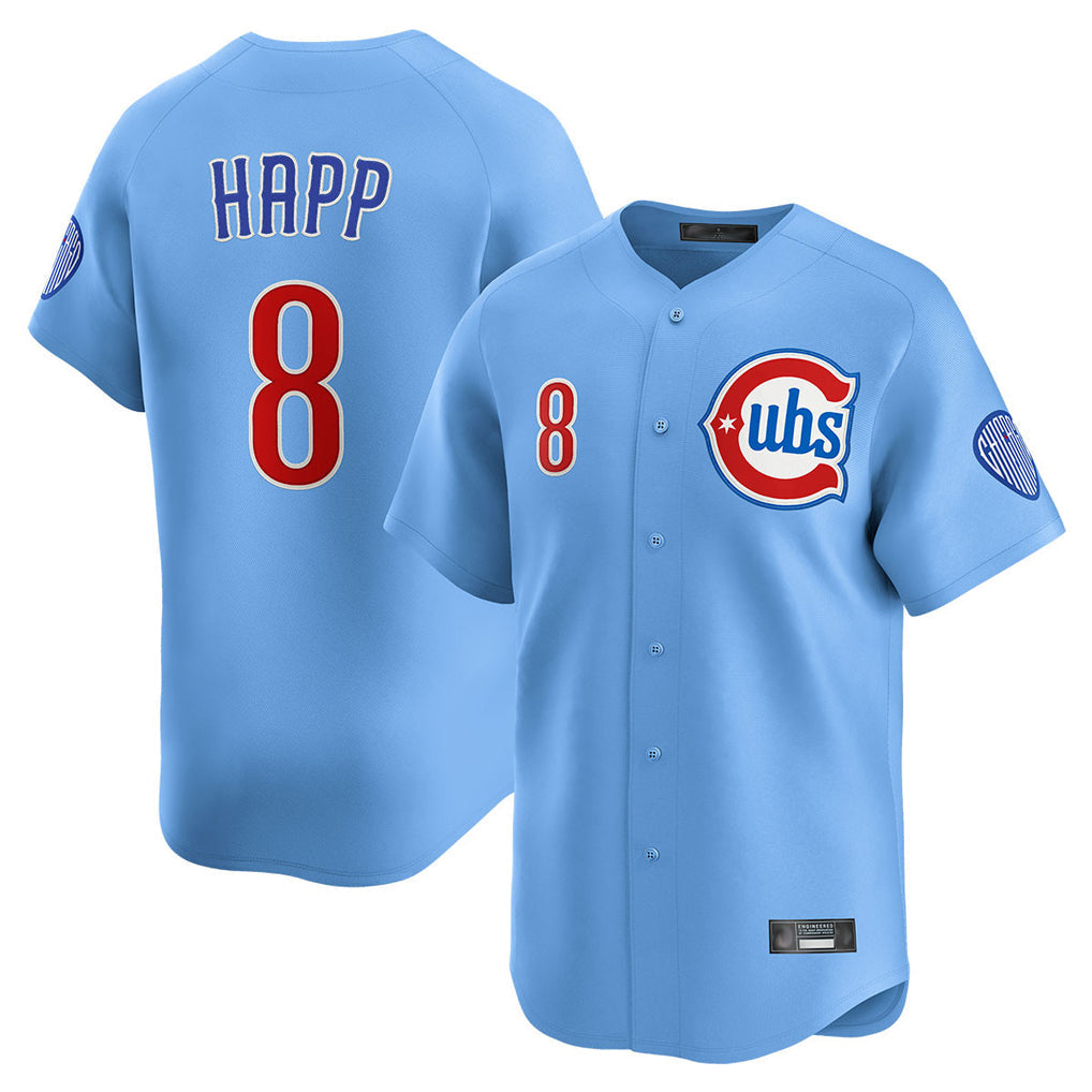 Crovyle C.Cubs #8 Ian Happ Player Light Blue Limited Home Stitched Jerseys