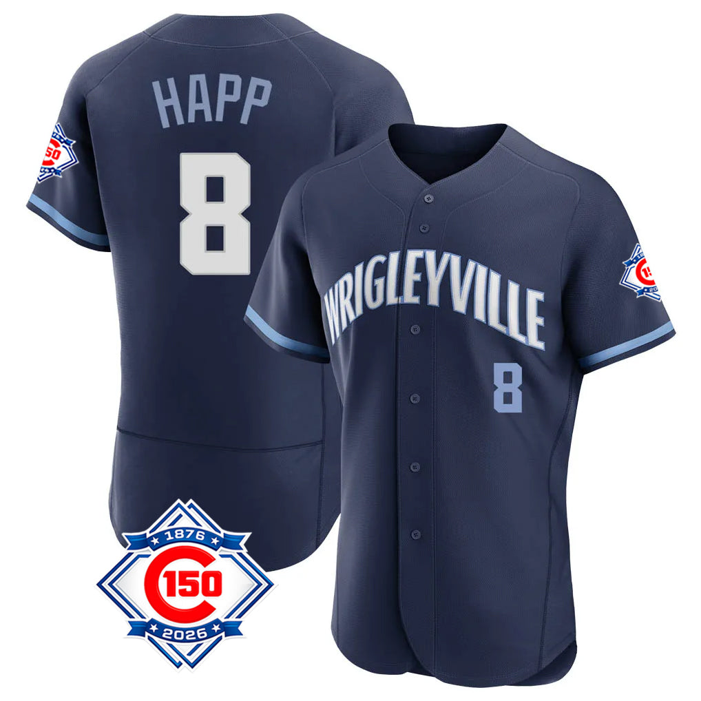 Crovyle C.Cubs #8 Ian Happ Player Navy City Connect 150th Anniversary Limited Elite Home Stitched Jerseys