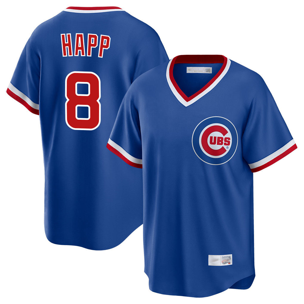 Crovyle C.Cubs #8 Ian Happ Player Royal T-shirt Cooperstown Collection Limited Stitched Jerseys