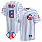 Crovyle C.Cubs #8 Ian Happ Player White 150th Anniversary Home Game Stitched Jerseys