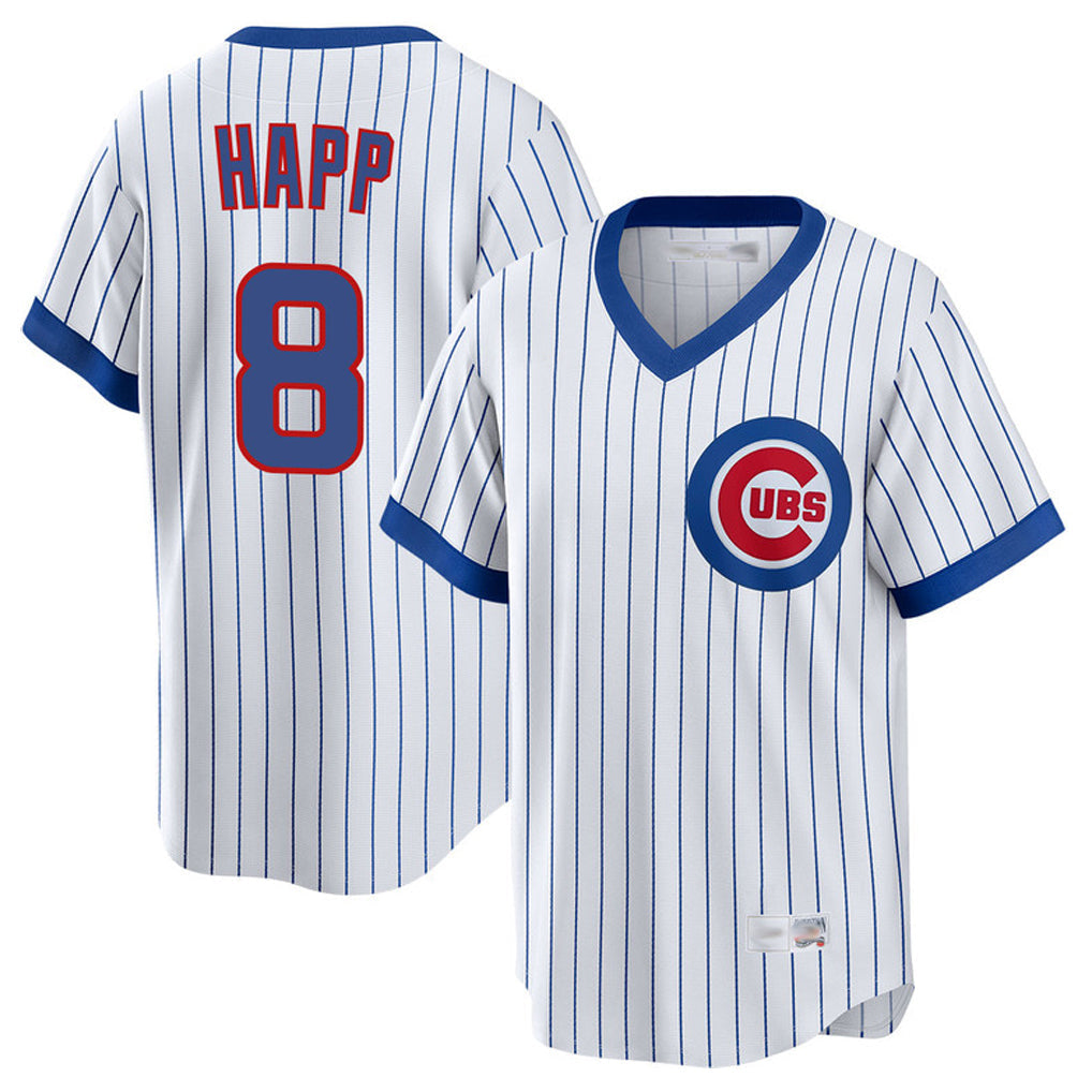 Crovyle C.Cubs #8 Ian Happ Player White T-shirt Cooperstown Collection Limited Stitched Jerseys