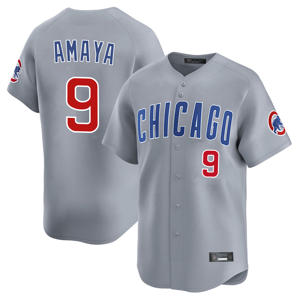 Crovyle C.Cubs #9 Miguel Amaya Player Gray Road Limited Home Stitched Jerseys