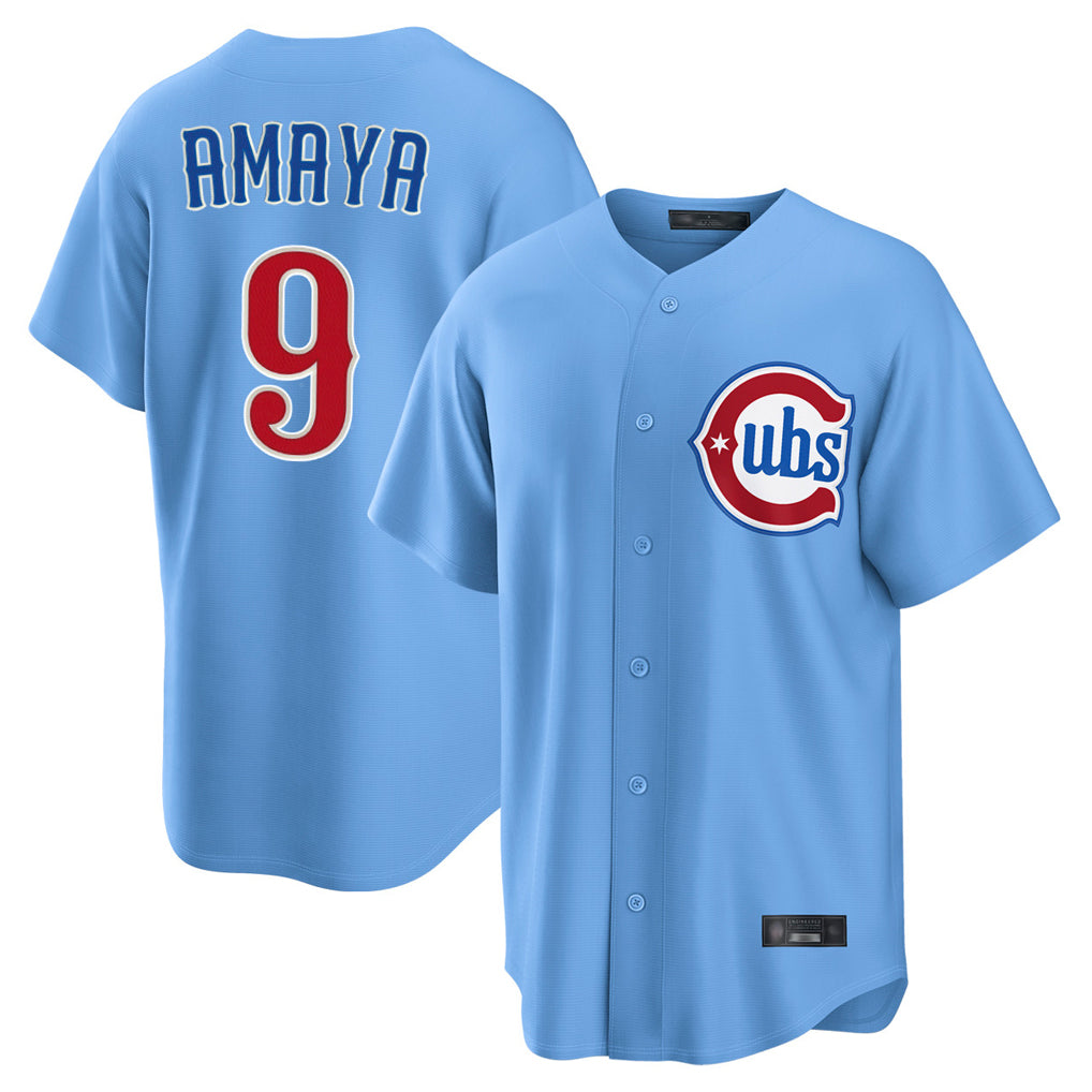 Crovyle C.Cubs #9 Miguel Amaya Player Light Blue Home Game Stitched Jerseys