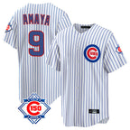 Crovyle C.Cubs #9 Miguel Amaya Player White 150th Anniversary Home Game Stitched Jerseys